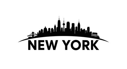 Obraz premium Iconic New York City Skyline Silhouette Featuring Urban Landmarks and Skyscrapers for Architectural and Cityscape Design Projects