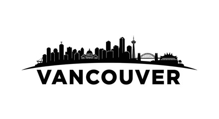 Fototapeta premium Vancouver Skyline Silhouette with Iconic Structures and Urban Landscape