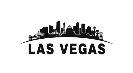 Fototapeta premium Stylized Las Vegas Skyline Illustration Highlighting Iconic Structures and Vibrant City Identity