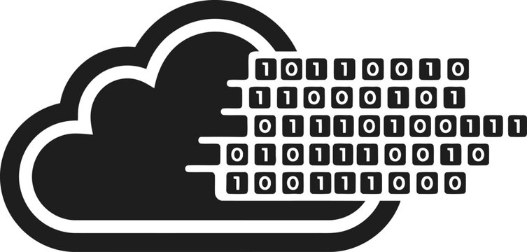 Cloud computing concept with binary data stream icon computing technology information