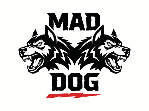 Vector illustration of a twoheaded angry dog mascot logo