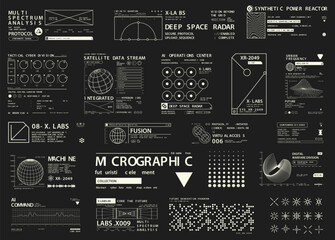 Fototapeta na wymiar Set of Micrographic element Futuristic UI Cyber Futuristic technology Collection
