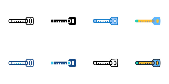 Meter stick icons set multiple style collection. Editable stroke 
