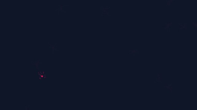 Animated pink hearts flying up on a dark background. Digital concept of social media reactions, likes, love, and online engagement