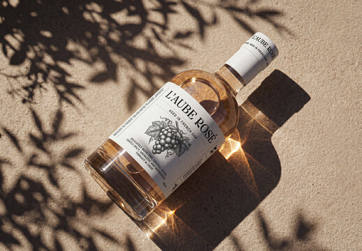 Glass Wine Bottle Mockup