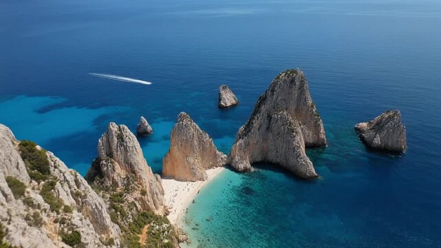 Cala Goloritze aerial view of turquoise sea and limestone rocks