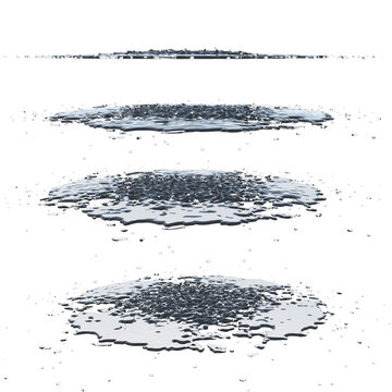 Water puddle isolated transparent background photo realistic 3d rendering PNG 16 bit with alpha channel
