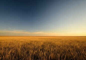 Obraz premium Vast, golden grassland landscape under a sweeping sky, capturing the immense scale and arid beauty of the remote southern plain environment, sky, southern, steppe