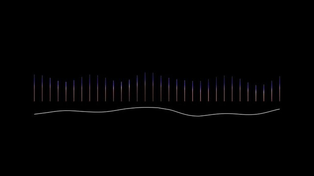 Abstract digital audio spectrum visualizer with glowing light bars