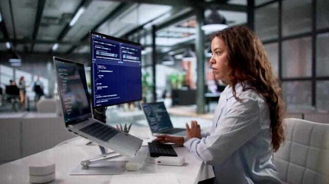 Software Engineer Coding Securely On Laptop