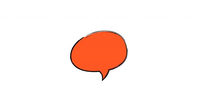 Orange oval speech bubble design for digital communication icons and symbols on a transparent background. Suitable for web, presentations, social media, and advertising.