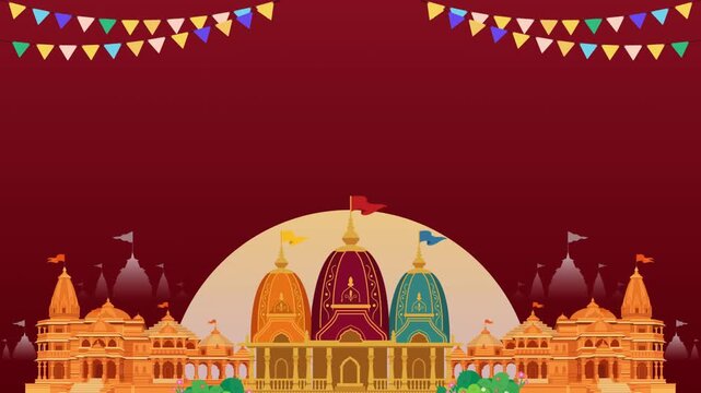 Rath Yatra Red Yellow and Orange Decorative Greeting Video