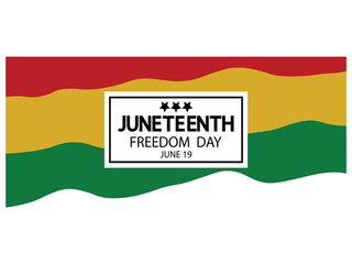 Juneteenth freedom day banner with red yellow and green wavy stripes © Md