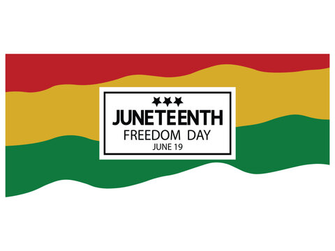 Juneteenth freedom day banner with red yellow and green wavy stripes