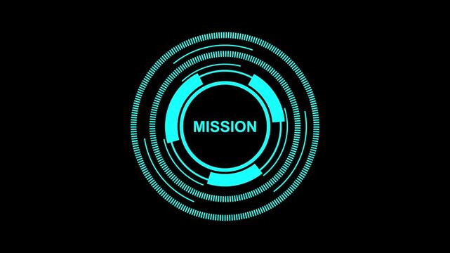 Mission Interface with Futuristic Strategic Elements on Black Background. motion graphice 4K Resolution video.