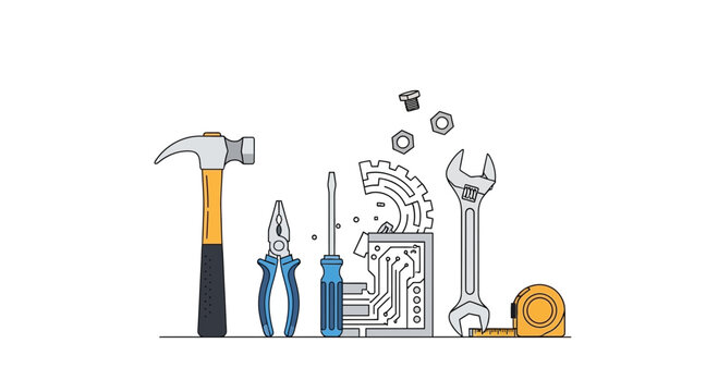 Tools and Technology: Repair, Innovation, and Engineering Concept