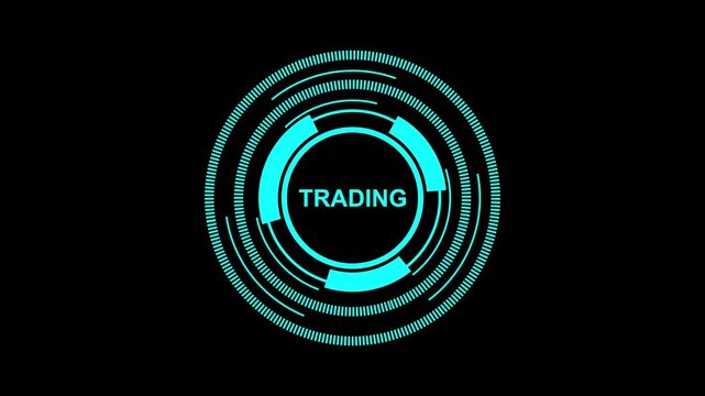Trading Interface with Futuristic Financial Elements on Black Background. motion graphice 4K Resolution video.