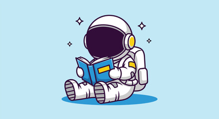 Cute astronaut reading a book in space illustration. © Caroline Studio
