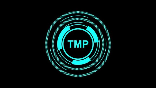 TMP File Interface in 4K Resolution with Temporary Data Elements on Dark Background. motion graphice 4K Resolution video.