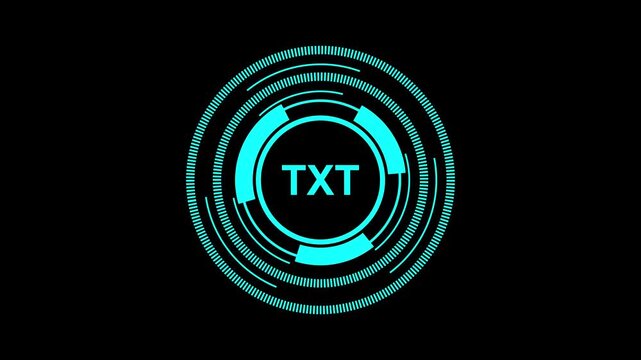 Futuristic TXT Interface in 4K Resolution with Cyan HUD Elements on Black Background. motion graphice 4K Resolution video.