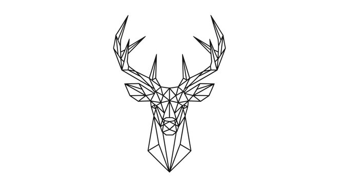Geometric Deer Head Illustration - Minimalist Line Art of a Stag's Silhouette