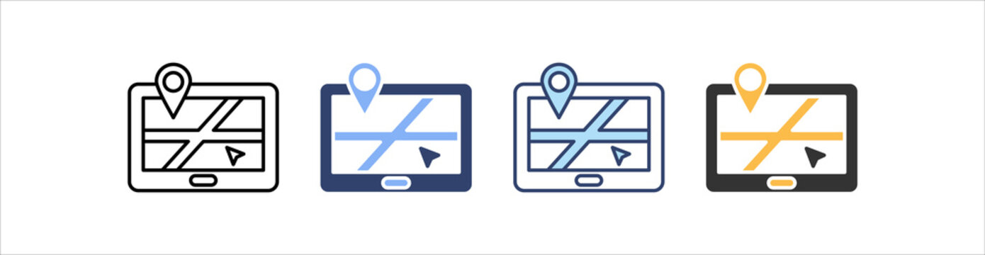 Navigation System Icon Set Multiple Style Collection
