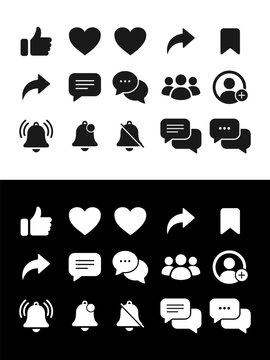 Communication and Social Media Icons Pack Black and White