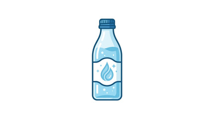 Naklejka premium Clear plastic bottle filled with refreshing blue water.