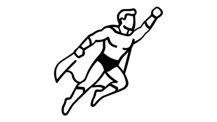 Obraz premium Minimalist action figure toy line icon vector illustration featuring a stylized superhero character design for child play and entertainment concepts, isolated on white background for web and apps.