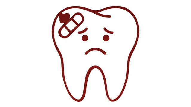 Tooth presenting advanced carious decay illustrated as a minimal clinical vector badge for dental pathology education, patient communication materials, and oral health awareness campaigns in