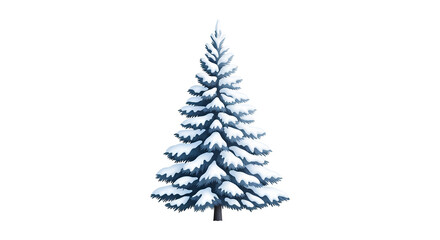 Obraz premium Snowcovered evergreen tree standing tall against a white backdrop.