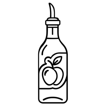 Apple cider vinegar bottle vector icon illustration with editable stroke for prophetic medicine and halal healthy lifestyle designs, minimalist thin line art graphic on white background.