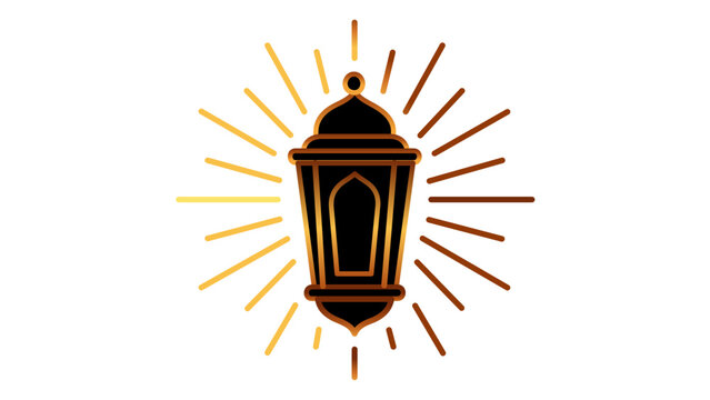 Traditional glowing fanoos lantern vector icon illustration with editable stroke, minimalist Ramadan lamp design for Islamic holidays and cultural celebrations, customizable line weight graphic.