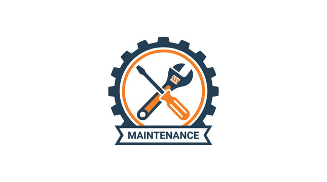 Maintenance badge with crossed screwdriver and wrench icon