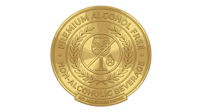 Gold premium alcohol free beverage label badge design
