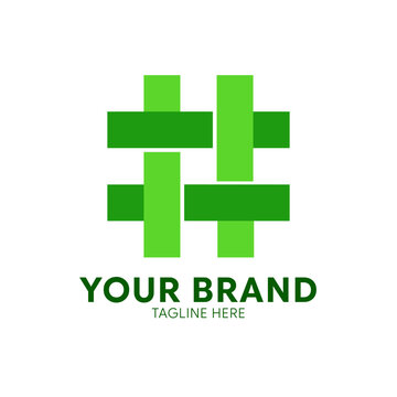 Minimalist grid style green letter H logo template
