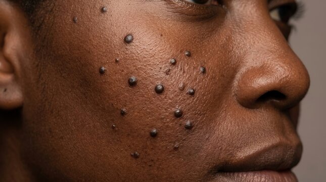 Dermatosis Papulosa Nigra or Raised Moles on African American Facial Skin