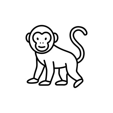 Line art icon of a monkey, representing non-human primate virus hosts.