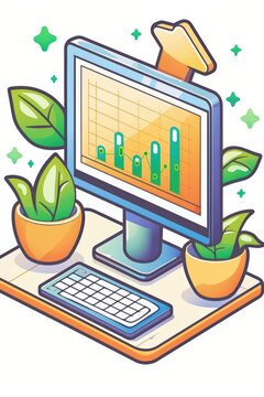 A cute cartoon Style ofA close-up of an ERP system module for financial management