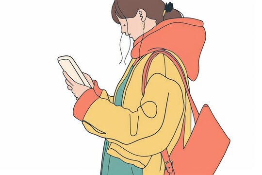 A cute cartoon Style ofA close-up of a person using a smartphone for online shopping