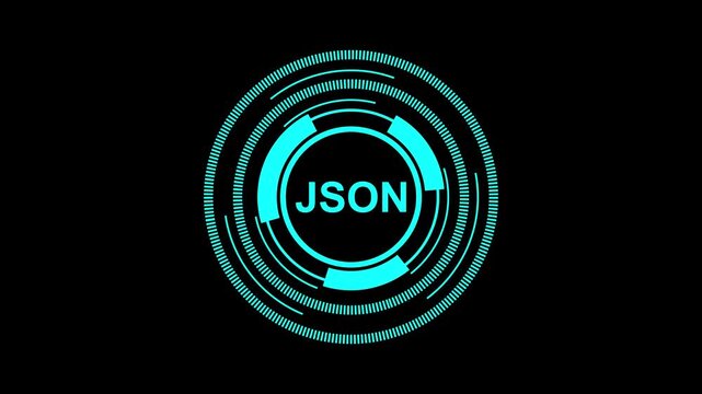 Futuristic JSON Interface with Structured Data Elements in 4K animatio motion graphics video.
