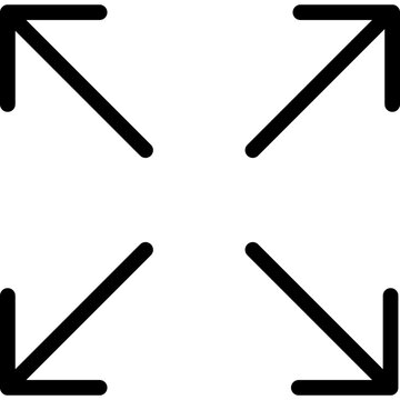 Fullscreen Expand Icon &mdash; Minimalist Black and White Vector Symbol for Maximize, Scale, Resize, and Full View Mode