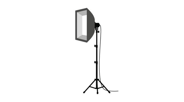 Studio lighting equipment softbox on a tripod stand isolated on white background