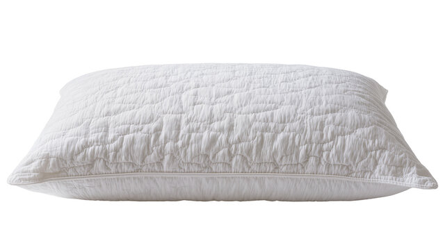 White quilted pillow with textured surface and zipper detail