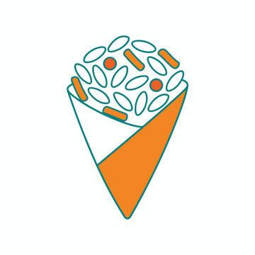 Color vector illustration of jhalmuri Bangladeshi street food in diamond paper cone for menu and food app design