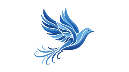 Fototapeta premium Elegant blue bird with outstretched wings symbolizing freedom peace and hope in a stylized artistic design