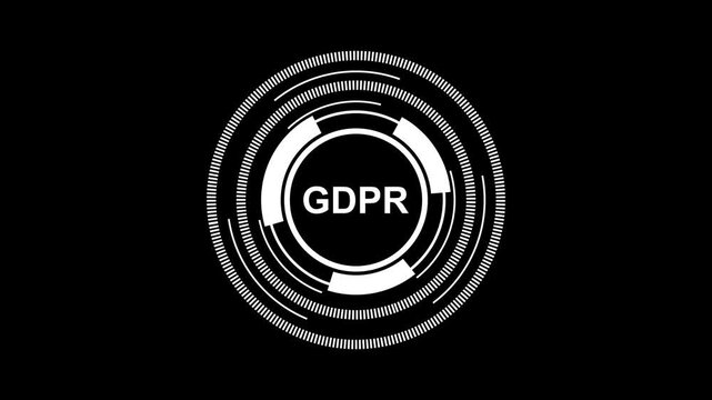 Futuristic HUD Interface Featuring the Word GDPR in a Digital Data Protection Design.4k animation motion graphics video.