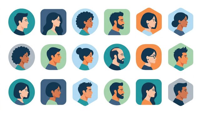 Diverse Group of People Profile Icons Collection.