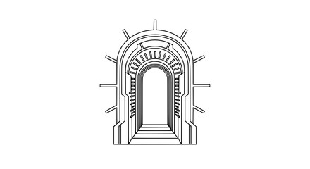 Fototapeta premium Futuristic Archway Entrance - Sci-Fi Architecture Outline