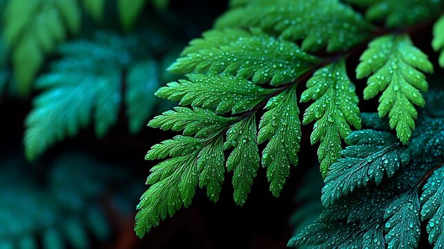 Shadowy forest fern background with repeating textured leaf pattern wallpapers
